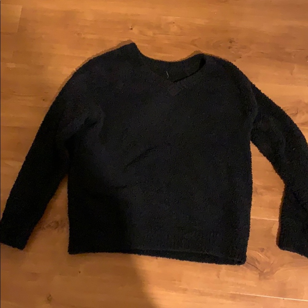 black fuzzy sweater